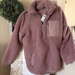 Abercrombie & Fitch Cozy Mauve Sherpa Pullover